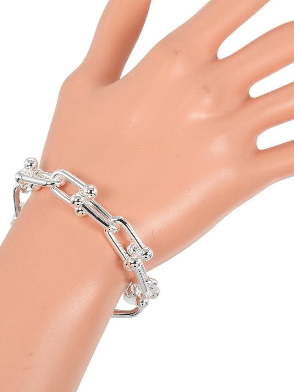 TIFFANY&Co. hardware large link Bracelet Wrist Size6.6" Silver925 61.7g Women